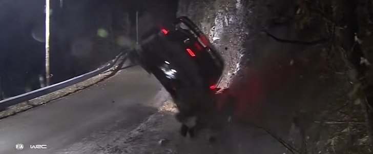 Aftermath of Hayden Paddon's crash in SS01 of 2017 Monte Carlo Rally