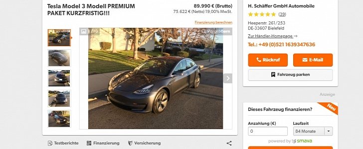 Tesla Model 3 for sale in Europe