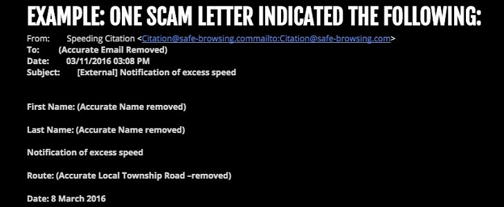 Speeding Ticket Email Scam