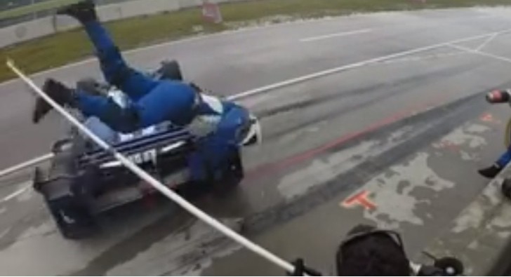 Spinning IndyCar Hits Pit Mechanic, Sends Him Spinning Though the Air