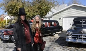 Spooky Couple Drives Cadillac Hearses, Even Goes Camping With Them