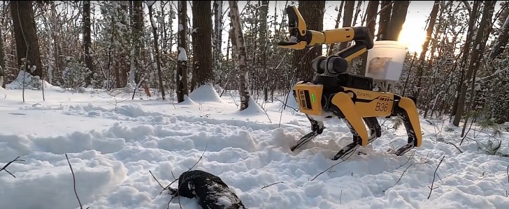 Boston Dynamics showed several videos of Spot performing various tasks 