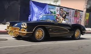 Sprinkled and Gold-Plated Black 1947/1959 Chevy Corvette Sparks Massive C1 Polemics
