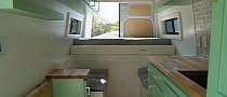 Sprinter Camper Van Has a Unique Mint Green Interior Designed To Accommodate a Doggo
