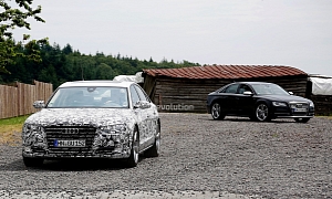 Spyshots: 2015 Audi A8 Facelift Spotted Alongside Current A8