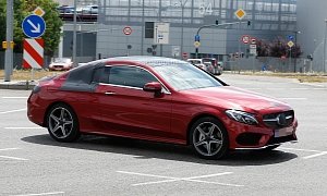 Spyshots: 2016 Mercedes C-Class Coupe Almost Undisguised in Red Paint Signals Debut