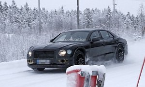 Spyshots: 2019 Bentley Flying Spur Stirs Up the Snow with Camo-Free Look