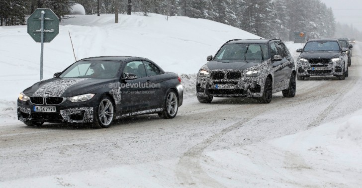 BMW M4 Cabrio Spied Next to Its SUV M Brothers