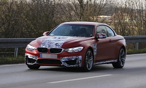 Spyshots: BMW M4 Convertible Spotted with Red Frozen Paint