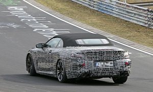 Spyshots: BMW M8 Convertible Shows Huge Quad Exhaust Tips on Nurburgring