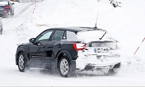 Spyshots: Undisguised 2019 Audi SQ2 Has Snow Camo and Four Tailpipes