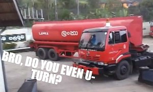 Tanker Truck Driver Makes Amazingly Tight U-Turn