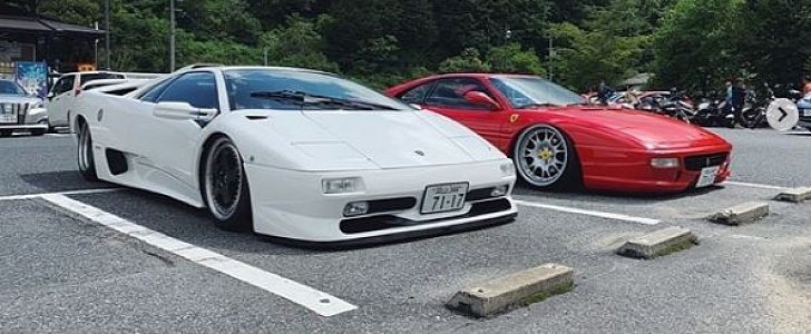 Stanced Ferrari F355 and Lamborghini Diablo Are Big In Japan