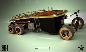 Steampunk 6-Wheel Land Yacht Is a Car from the Future Past