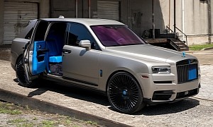 Steel Gray on Blue Rolls-Royce Cullinan Is 'Allergic to Failure,' Shows That Everywhere