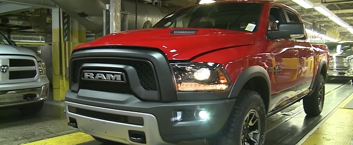 Ram truck in assembly plant