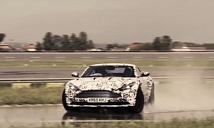 Steve Sutcliffe Drifts Aston Martin DB11 Prototype on a Wet Track