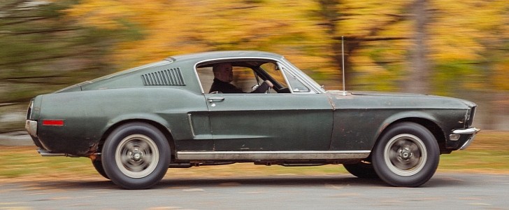 Sean Kiernan driving his original 1968 Mustang that starred in movie Bullitt