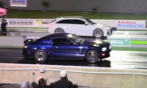 Stick Shift Mustang With Roush Supercharger Drags RS 6, It's Not Even Close