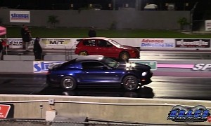 Stick Shift Supercharged Mustang Drags Turbo Honda Civic Hatch, Surprisingly Loses