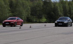 Stock Audi RS7 Takes on Tuned BMW F10 M5 on the Drag Strip