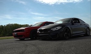 Stock Dodge Challenger Hellcat Drag Races Tuned F82 BMW M4, Gets Badly Whooped