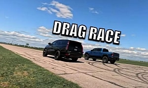 Stock Ram 1500 TRX Drag Races Hennessey H850 Cadillac Escalade-V, It's Not Even Close