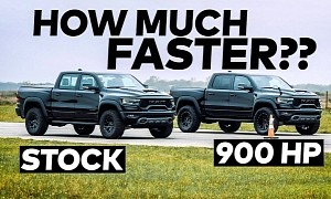 Stock Ram TRX Drag Races Hennessey's Tuned Mammoth 900, Tires Make a Difference
