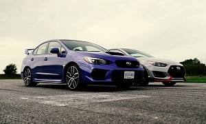 Stock Subaru WRX STI Drag Races Hyundai Veloster N DCT, Guess Which Is Quicker?