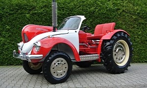 Strange Porscwagen Blends a Porsche Tractor With a Volkswagen Beetle Body for Maximum Fun