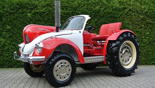 Strange Porscwagen blends a Porsche tractor with a Volkswagen Beetle body