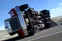 Strong Wind Knocks Semi Truck Over in Wyoming