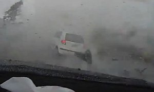 Strong Winds in Taiwan Blow Car Away and Leave Woman Stunned on the Street – Video