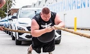 Strongman Pulls 16 Cars for Kids Fundraiser and Loses a Tooth in the Process