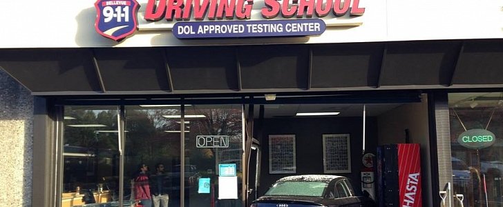 Student Taking His Driver’s Test Crashes Car Through the School’s Window