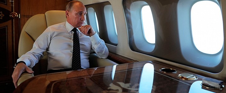 Russian President Vladimir Putin, onboard one of his private jets.