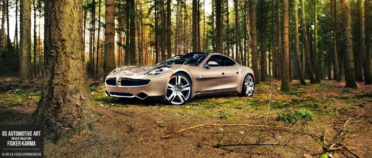 Fisker Karma in the forest
