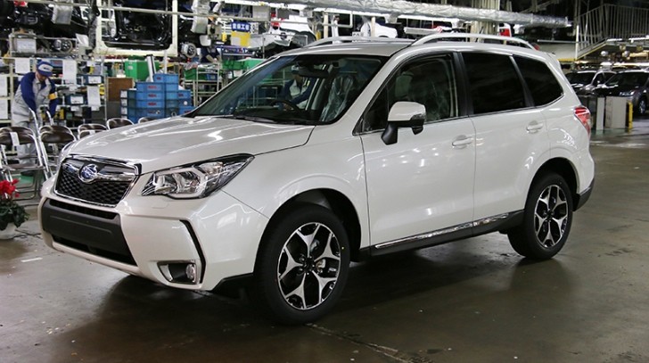 milestone vehicle, a white Forester, rolls off the line