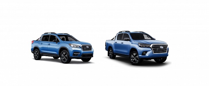 Subaru Hilux and Subaru Ascent Pickup renderings