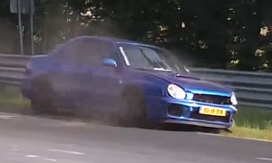 Subaru Impreza Has a Nasty Crash at the Nurburgring