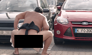 Sumo Wrestlers Promote Ford Focus Door Edge Protectors