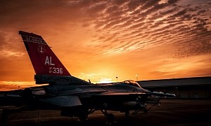 Sun Sets Over F-16C Fighting Falcon in Epic Alabama Shot