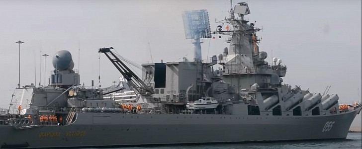 RTS Marshal Ustinov is the sister ship of the Russian Navy's former flagship vessel that was hit by Ukrainian missiles