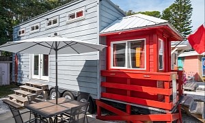 Sunny Red Lifeguard Stand Tiny House Is the Definition of Summer Mood