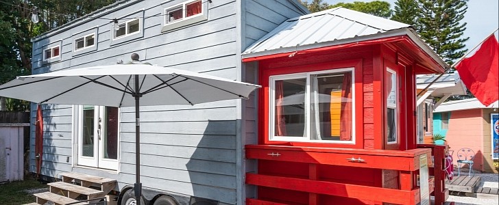 The Red Lifeguard Stand is one of the themed tiny houses over at Tiny House Siesta