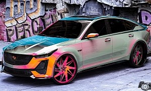 “Super-Outrageous” Caddy CT5-V on Amani Forged 24s Has a Blackwing Pastel Secret