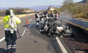 Super Rare Lamborghini Aventador SVJ 63 Burns on a Highway in Mexico