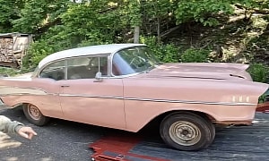 Superb Pink 1957 Chevy Bel Air, Parked Since the 1970s, Goes From Overpriced to Reasonable