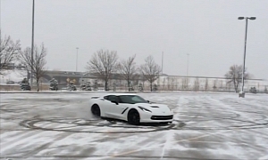 Supercharged 2014 Corvette Stingray Does Powdered Donuts