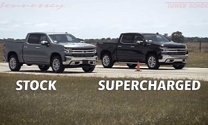 Supercharged 2020 Chevy Silverado Drag Races Stock Truck, Forced Induction Wins